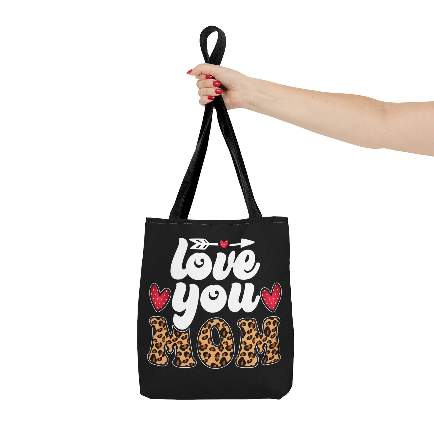 Large Tote Bag Love you Mom Leopard Print