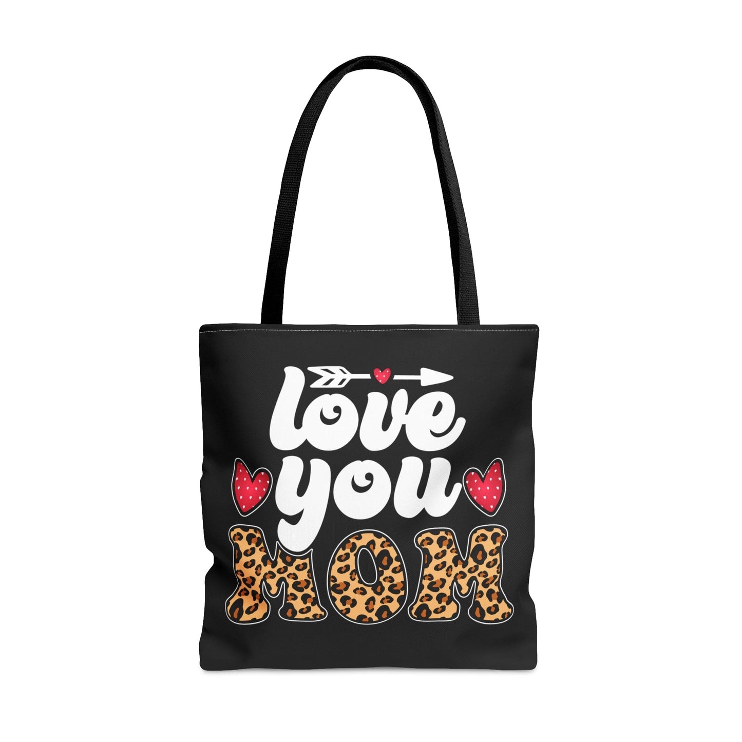 Large Tote Bag Love you Mom Leopard Print