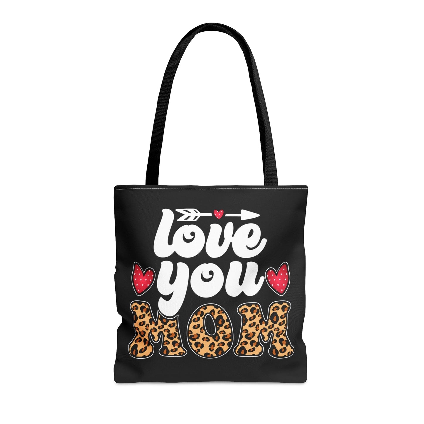 Large Tote Bag Love you Mom Leopard Print