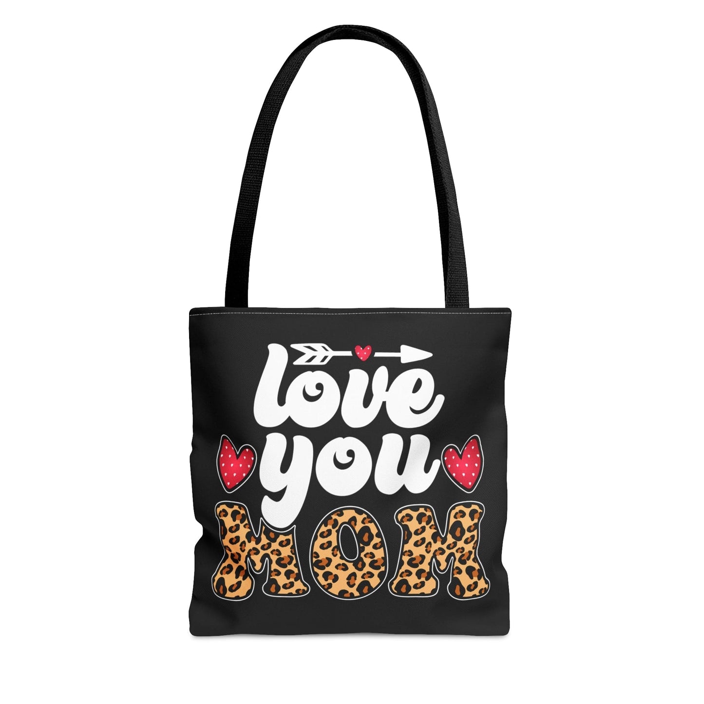 Large Tote Bag Love you Mom Leopard Print