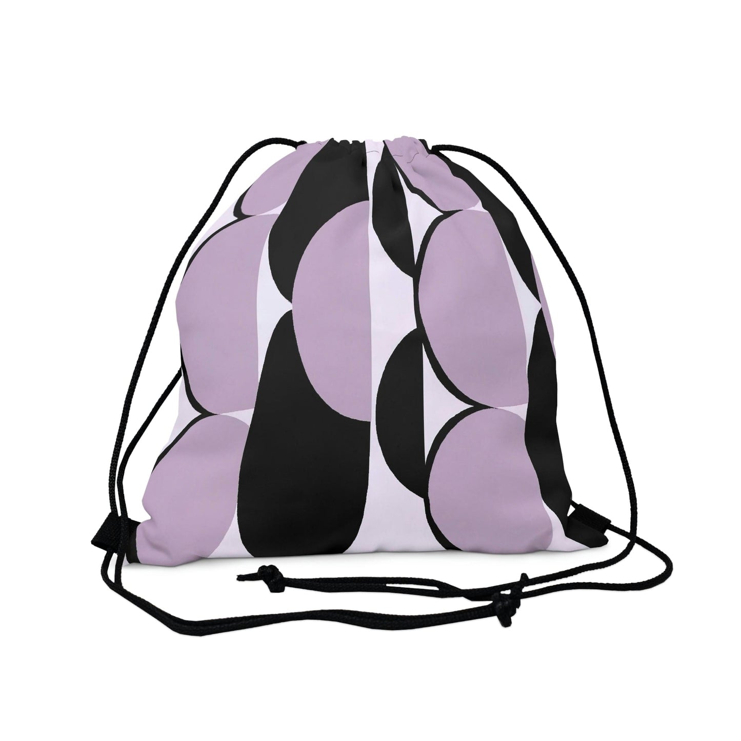 Drawstring Backsac Bag - Geometric Lavender and Black Pattern