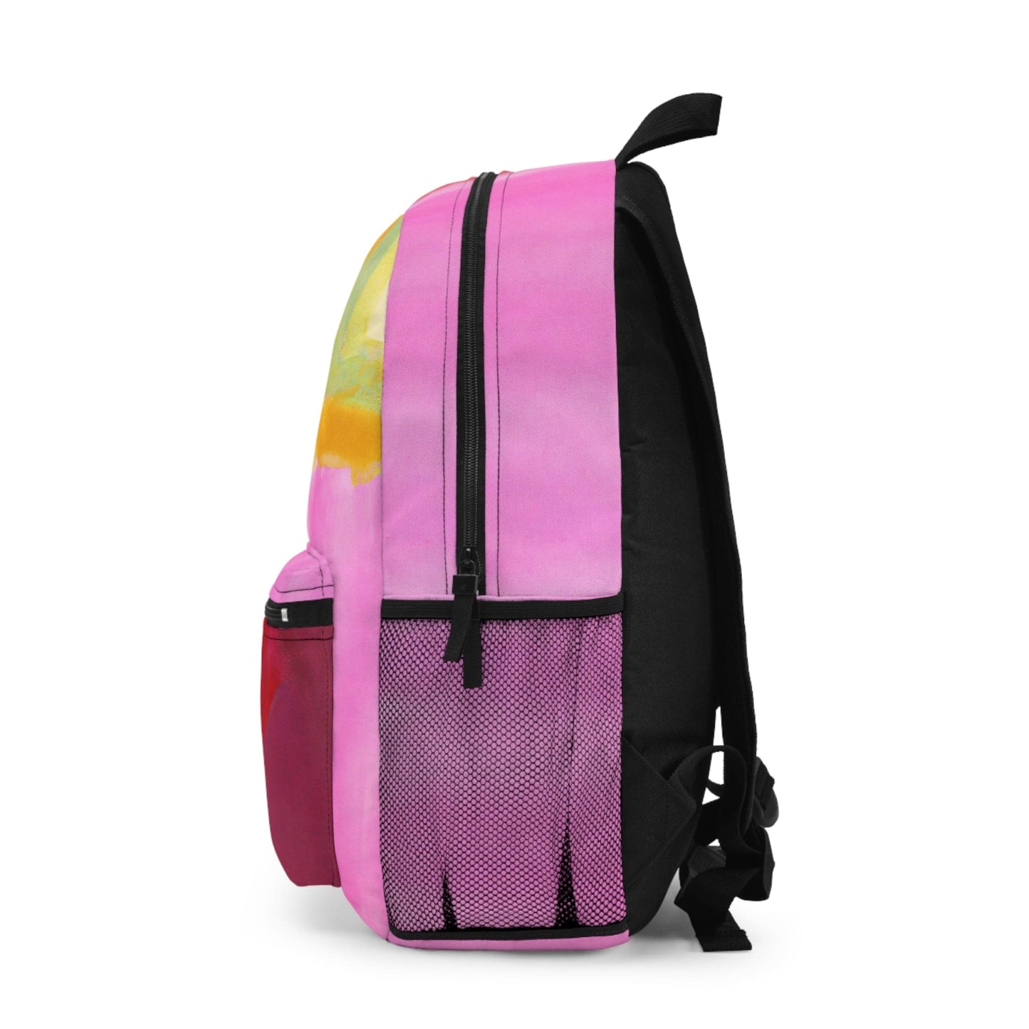 Backpack - Large Water-resistant Bag - Pink Mauve Red Geometric Pattern