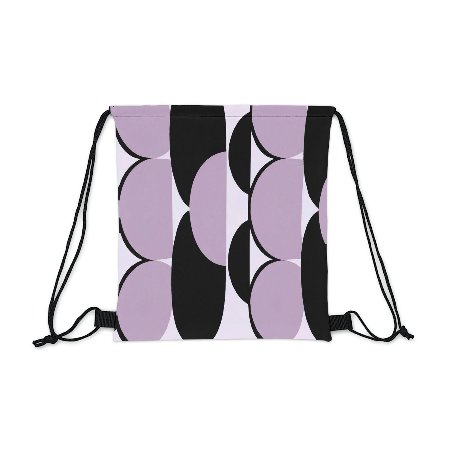 Drawstring Backsac Bag - Geometric Lavender and Black Pattern