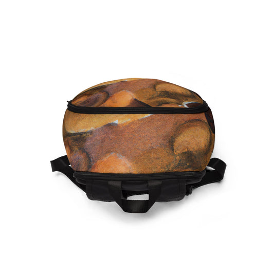 Fashion Backpack Waterproof Brown White Stone Pattern